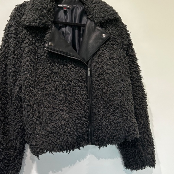 Rock & Republic Moto Style Biker Jacket Fluffy women's size XXL Black faux fur - Picture 2 of 8